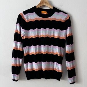 WISPR Cotton Silk Blend Chevron Striped Crew Neck Sweater size medium